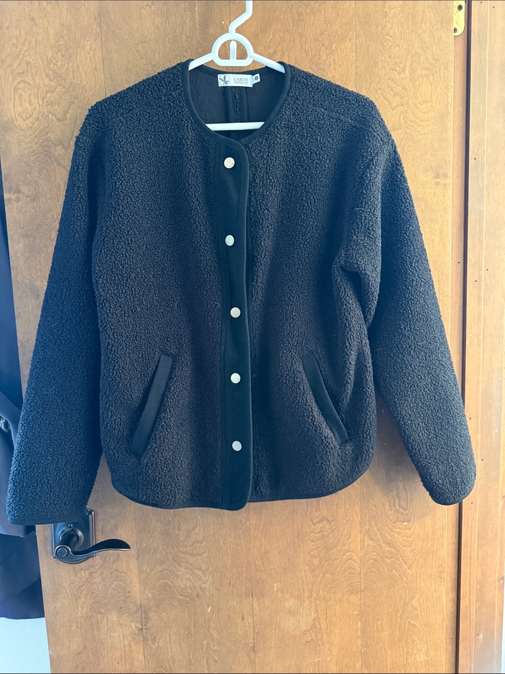 Carve Designs Black Sherpa Button-Front Jacket